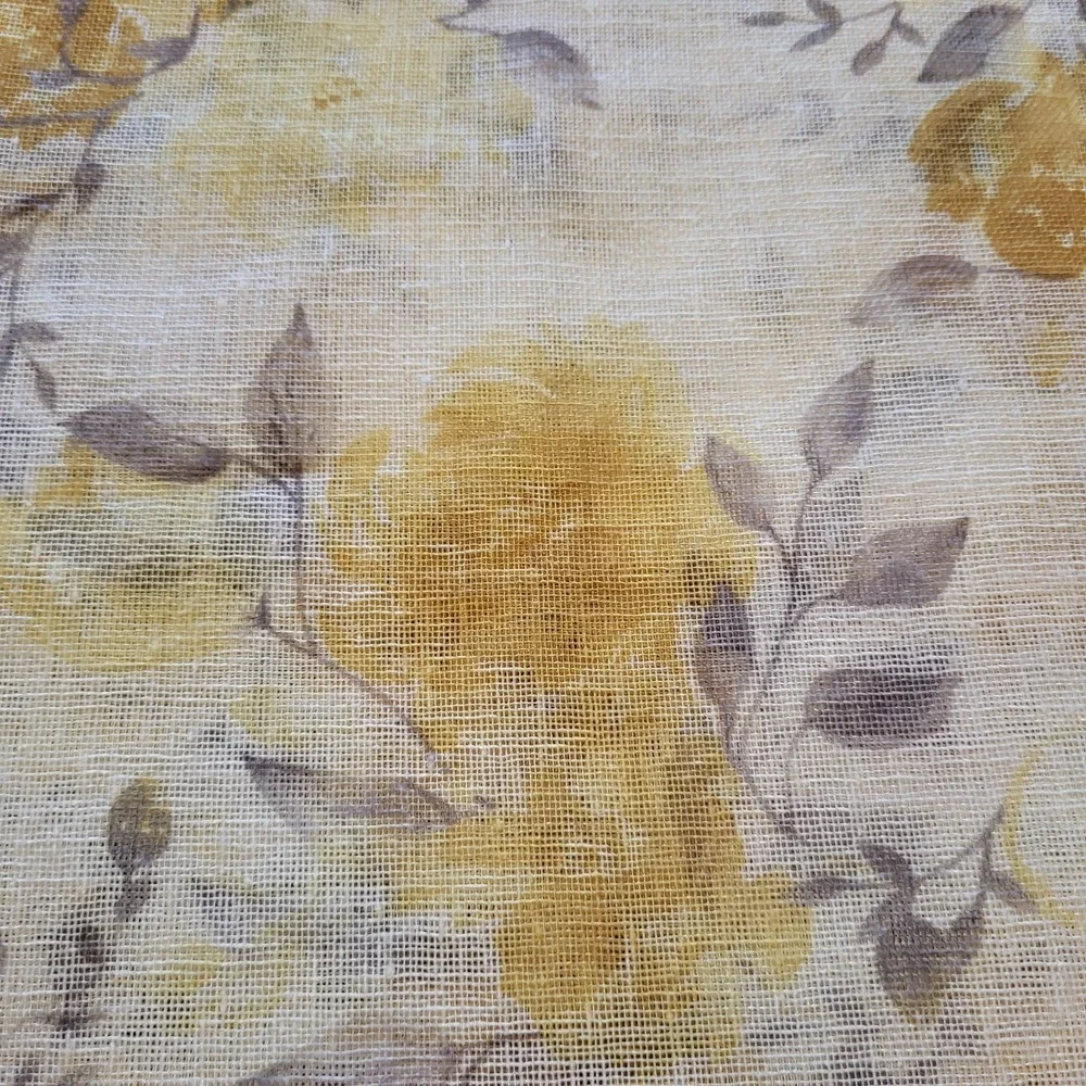 2 pc Ralph Lauren Window Curtain Panels Belleisle Yellow Floral 50